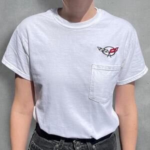 CORVETTE EMBROIDERED WHITE T-SHIRT